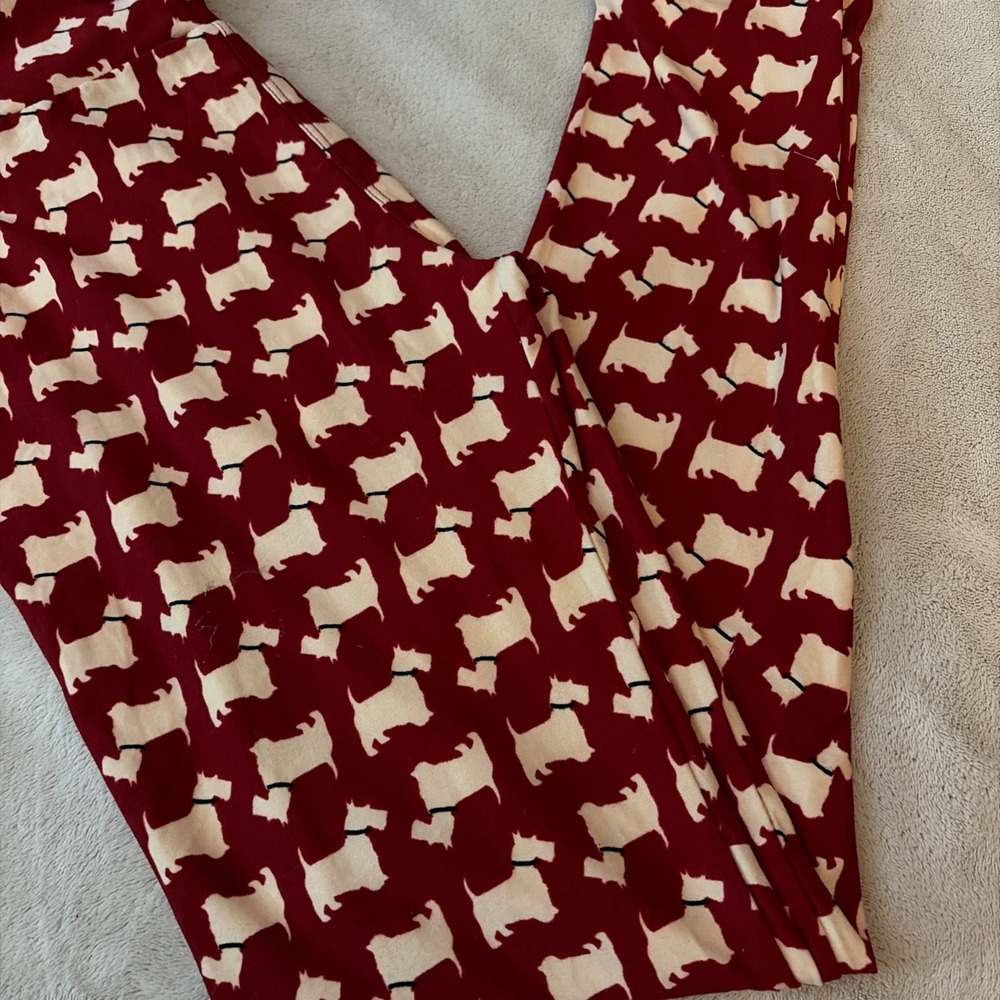 NWOT LulaRoe Red & White‎ Scottie Dog Leggings OS